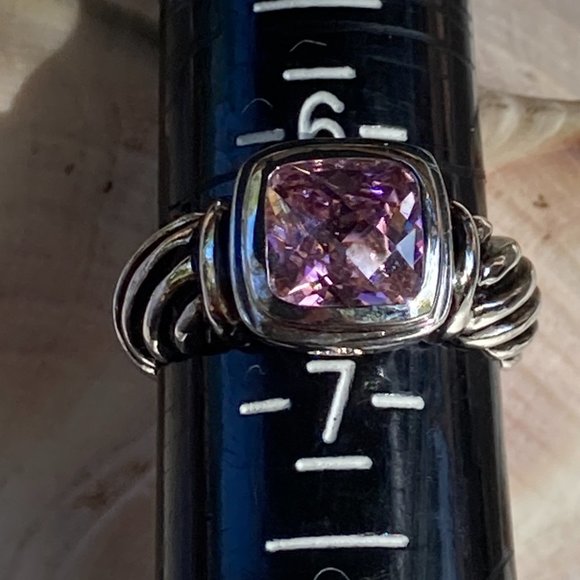 NWT pink faceted CZ gem in sterling silver braided setting ring - Picture 5 of 8